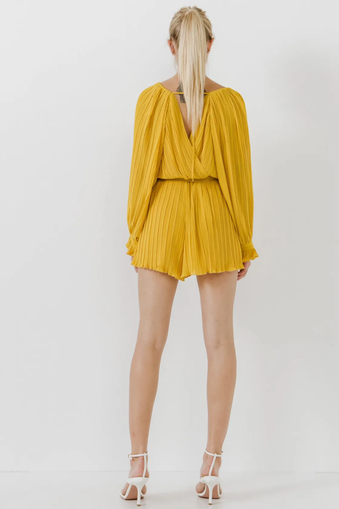endless_rose__pleated_sur_2-1.webp ENDLESS ROSE Tops*- Pleated Surplice Romper YELLOW