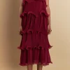 ENDLESS ROSE Tops*- Pleated Tiered Long Dress