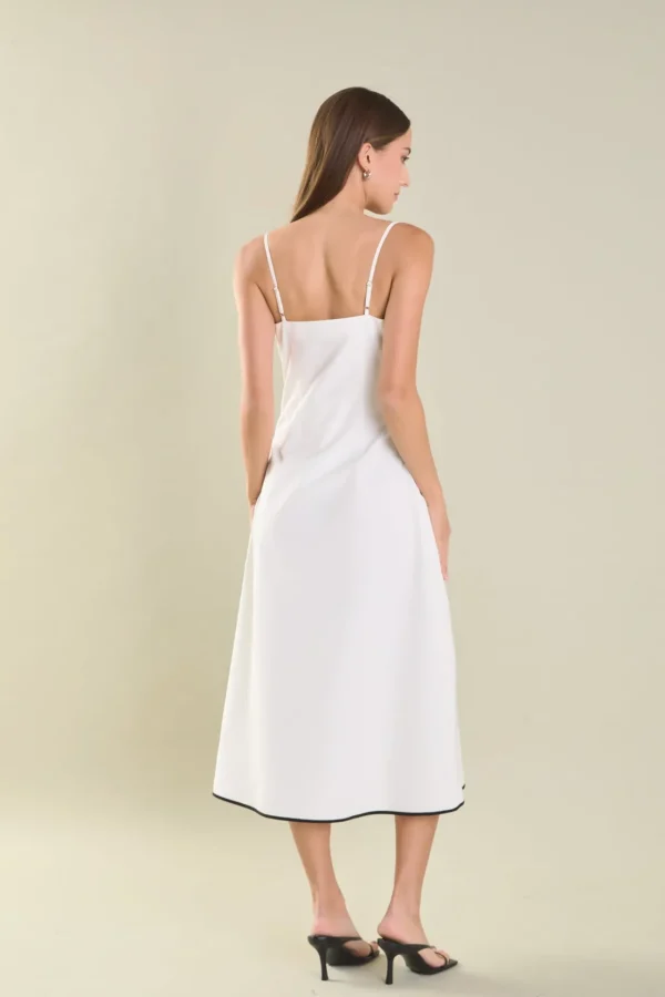 ENDLESS ROSE Tops*- Pocket Detail Midi Dress WHITE/BLACK