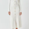 ENDLESS ROSE Tops*- Premium Button-Down Maxi Dress WHITE
