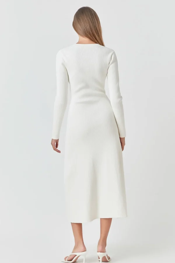 ENDLESS ROSE Tops*- Premium Button-Down Maxi Dress WHITE