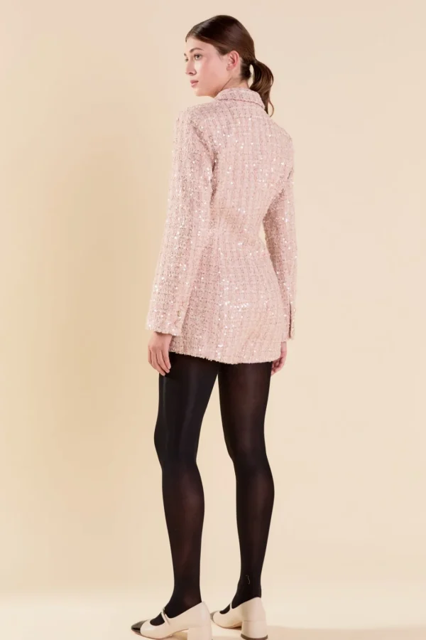ENDLESS ROSE Tops*- Premium Sequins Tweed Romper