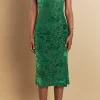 ENDLESS ROSE Tops*- Print Velvet Slip Dress GREEN