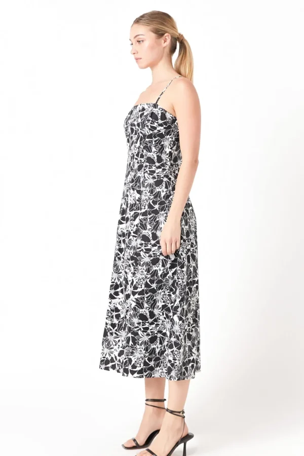 ENDLESS ROSE Tops*- Printed Cotton Maxi Dress BLACK/WHITE