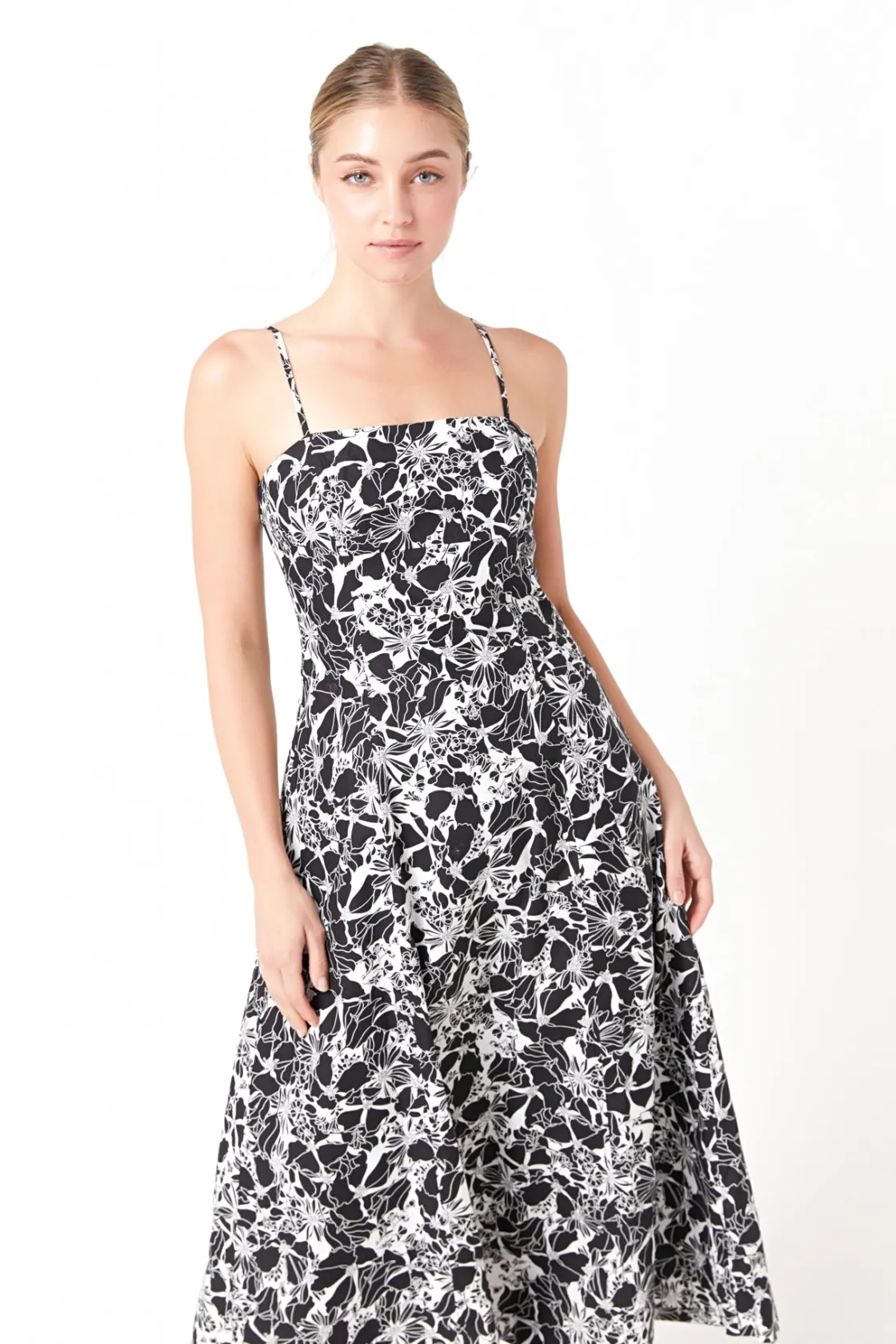 endless_rose__printed_cot_3.webp ENDLESS ROSE Tops*- Printed Cotton Maxi Dress BLACK/WHITE