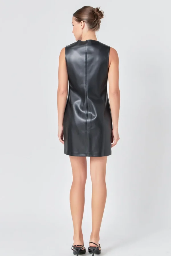 ENDLESS ROSE Tops*- PU Chain Dress BLACK