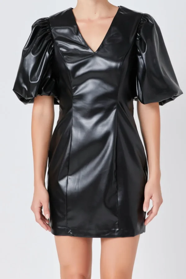 ENDLESS ROSE Tops*- PU Fitted Mini Dress