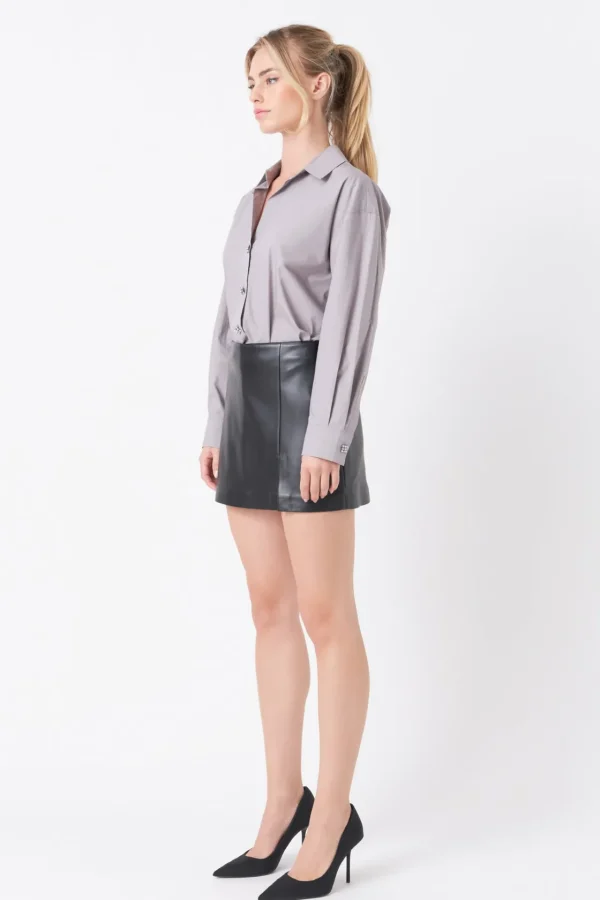 ENDLESS ROSE Tops*- Pu Slit Detail Skort