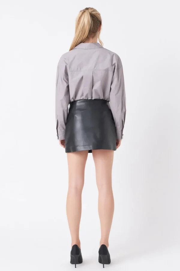 ENDLESS ROSE Tops*- Pu Slit Detail Skort
