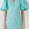 ENDLESS ROSE Tops*- Puff Sleeve Bodycon Mini Dress