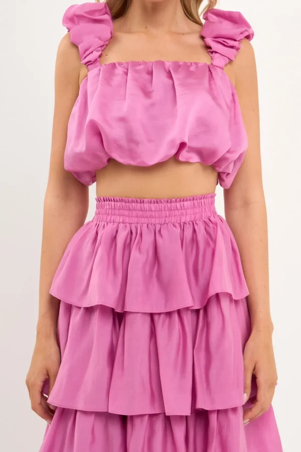 ENDLESS ROSE Tops*- Puff Sleeve Cropped Top