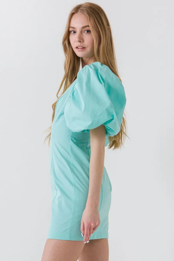 ENDLESS ROSE Tops*- Puff Sleeve Bodycon Mini Dress