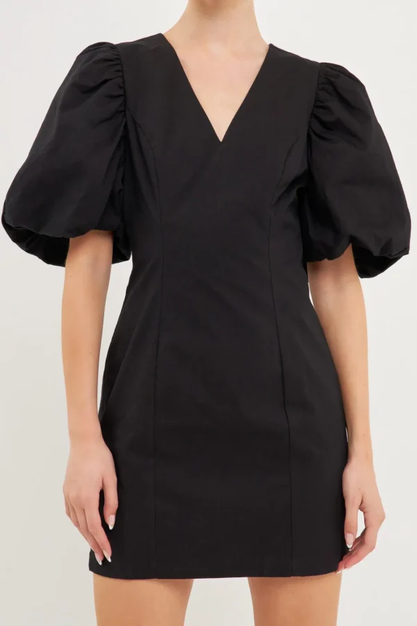 ENDLESS ROSE Tops*- Puff Sleeve Bodycon Mini Dress