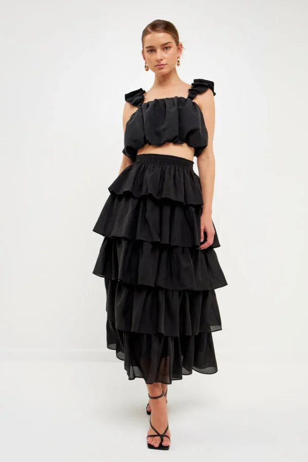 ENDLESS ROSE Tops*- Puff Sleeve Cropped Top