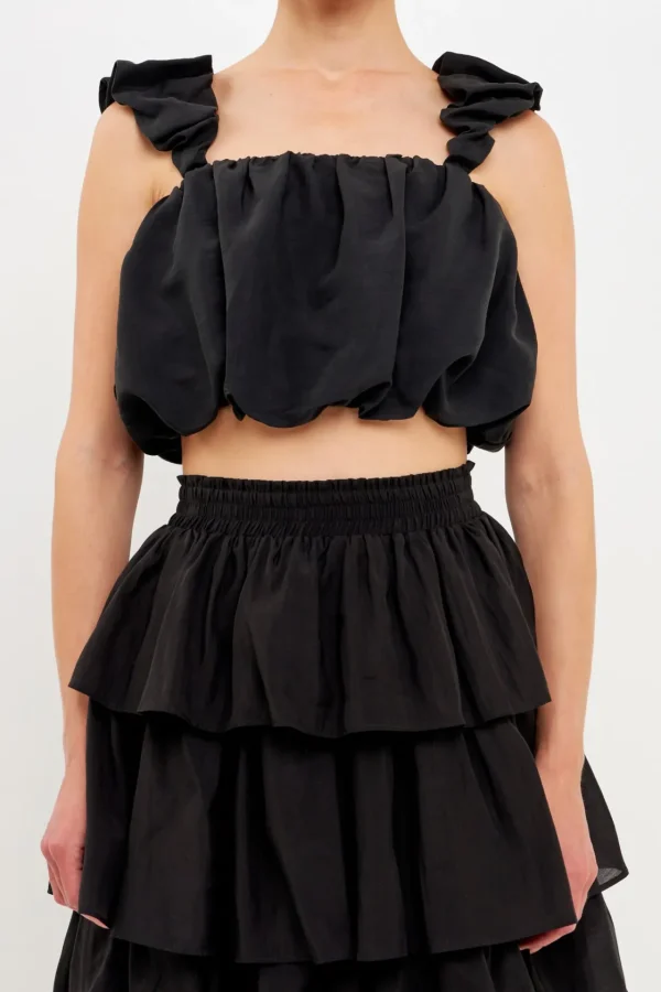 ENDLESS ROSE Tops*- Puff Sleeve Cropped Top