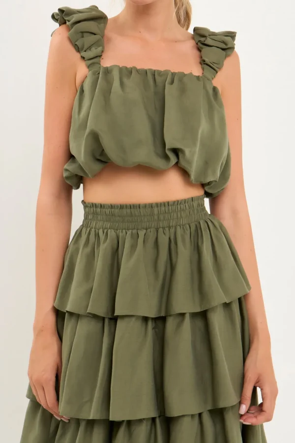 ENDLESS ROSE Tops*- Puff Sleeve Cropped Top