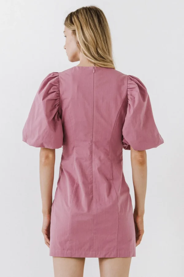 ENDLESS ROSE Tops*- Puff Sleeve Bodycon Mini Dress