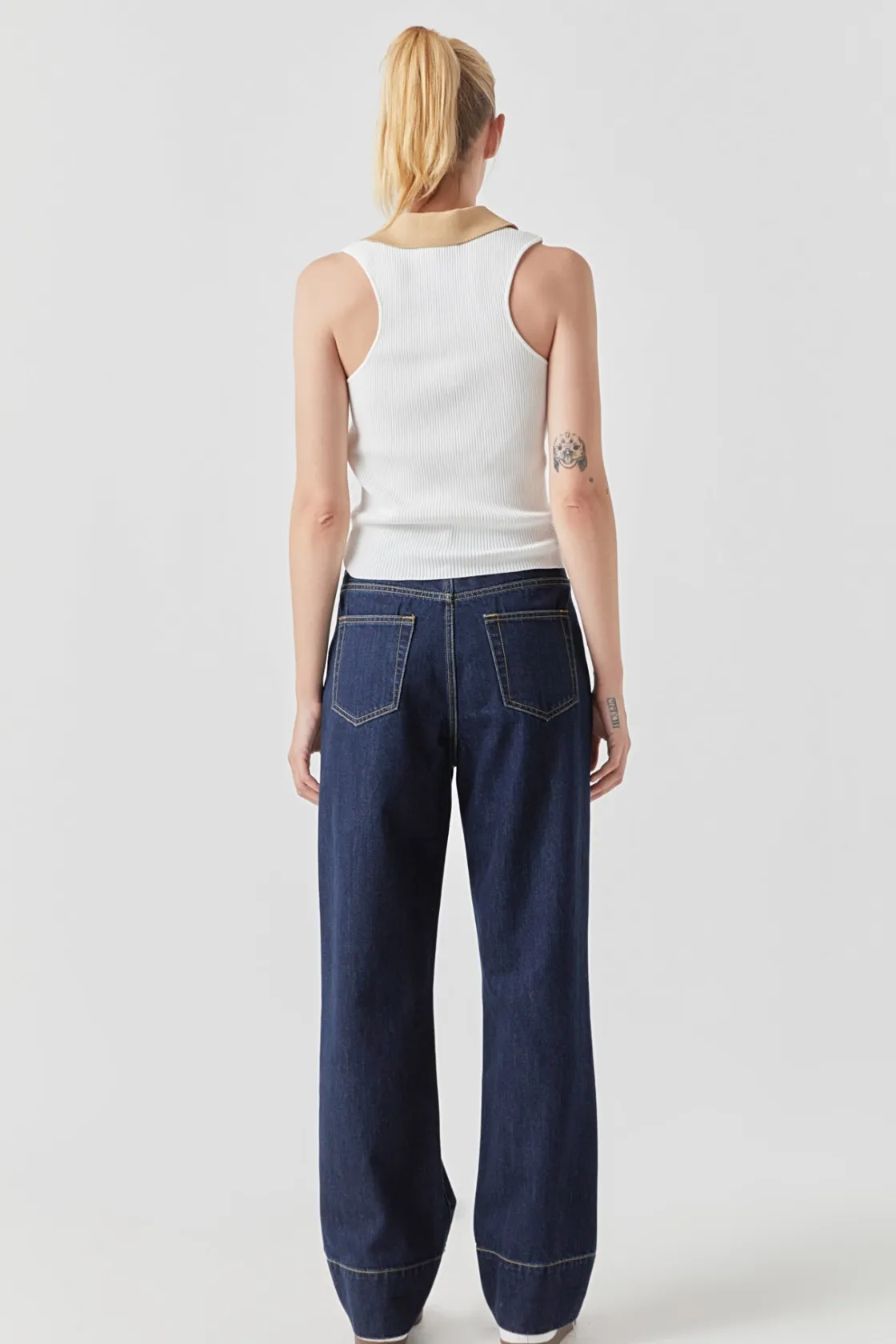 endless_rose__rib_knit_co_1.webp ENDLESS ROSE Tops*- Rib Knit Contrast Collar Sleeveless Top