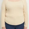 ENDLESS ROSE Tops*- Ribbed Fitted Knit Top IVORY