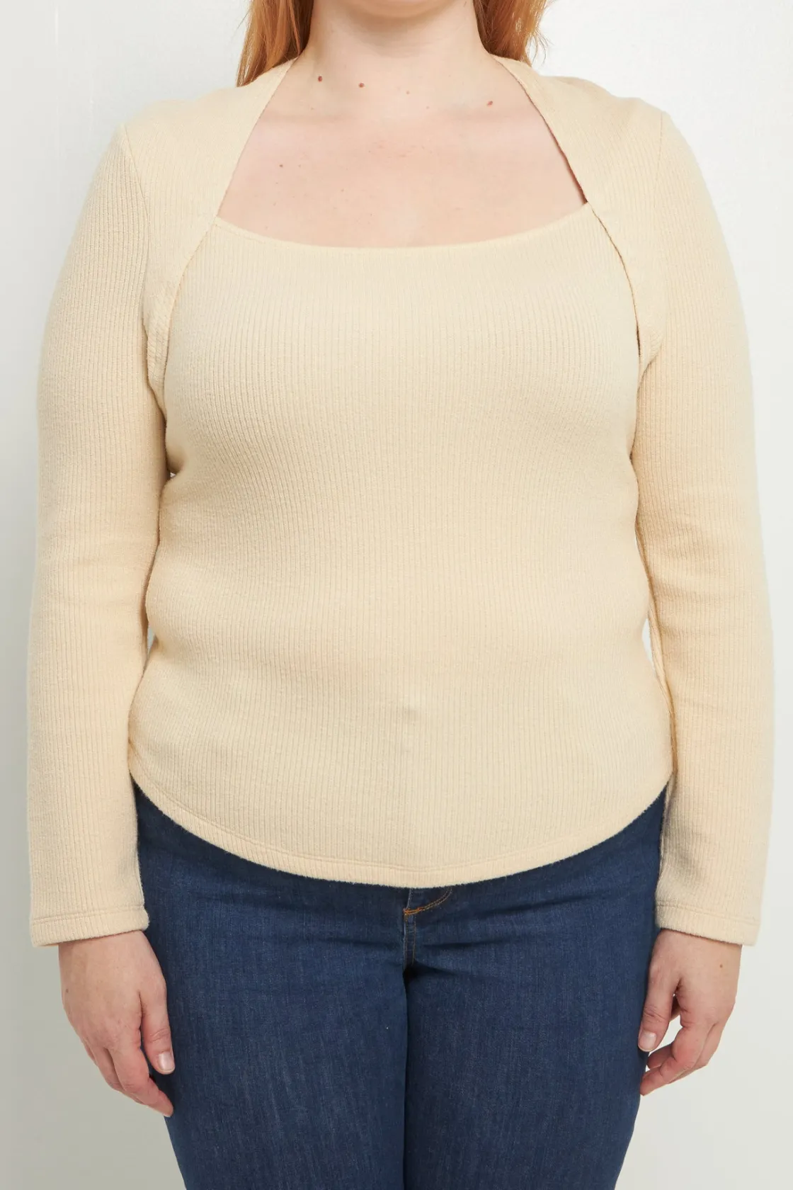 endless_rose__ribbed_fitt_0.webp ENDLESS ROSE Tops*- Ribbed Fitted Knit Top IVORY