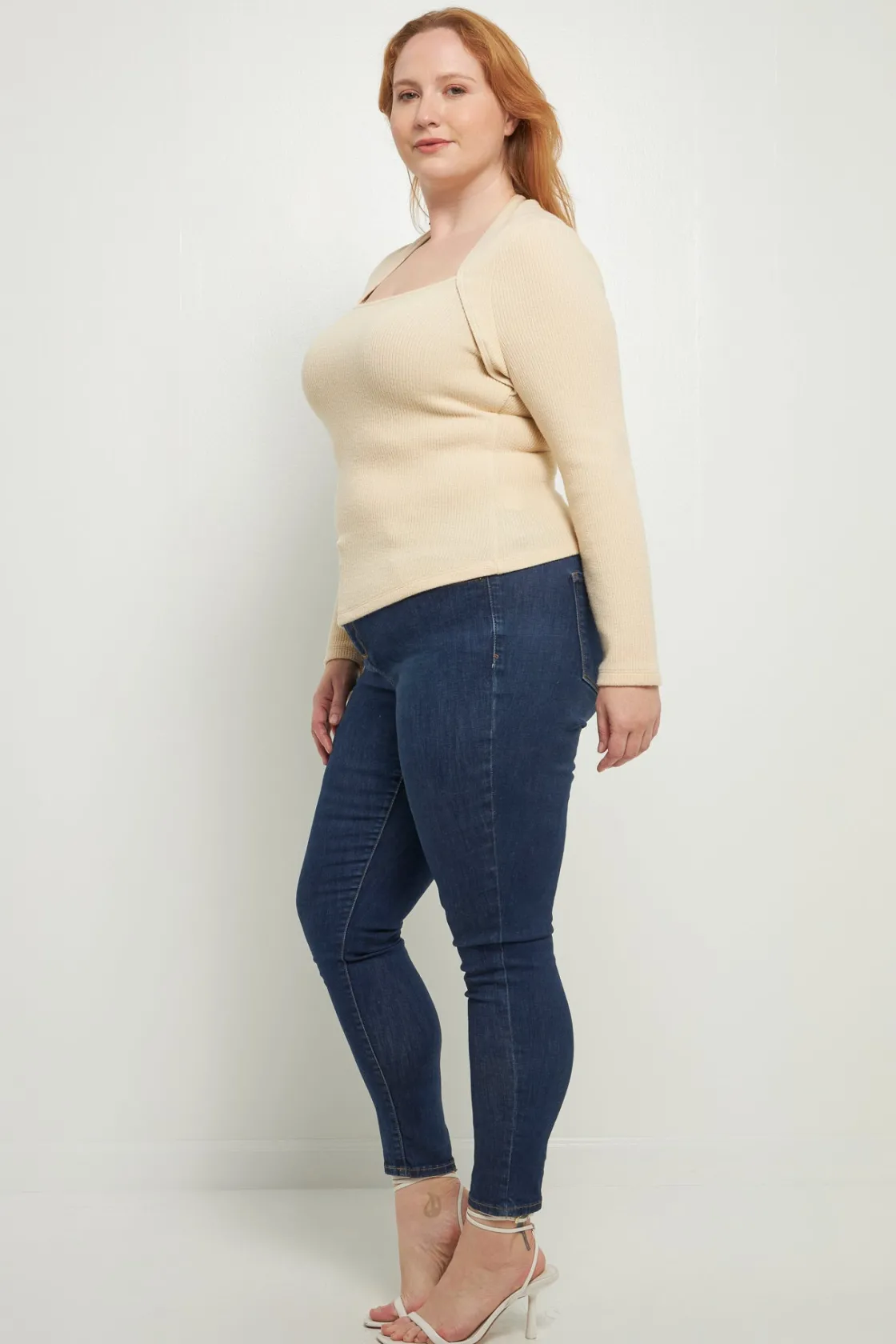endless_rose__ribbed_fitt_1.webp ENDLESS ROSE Tops*- Ribbed Fitted Knit Top IVORY