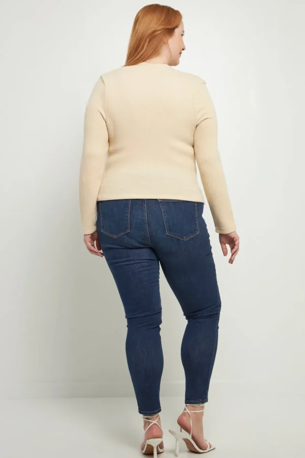 ENDLESS ROSE Tops*- Ribbed Fitted Knit Top IVORY