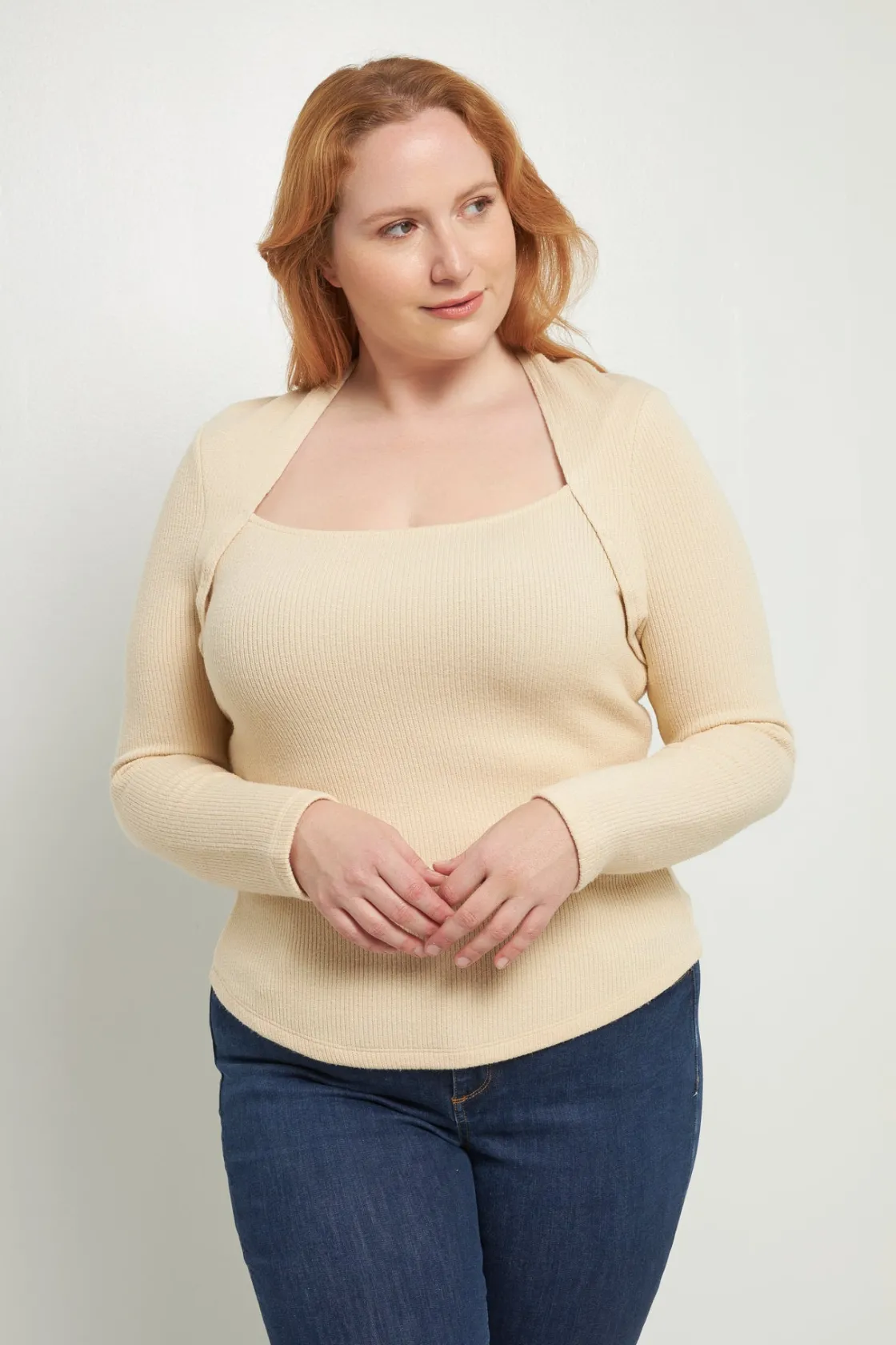 endless_rose__ribbed_fitt_3.webp ENDLESS ROSE Tops*- Ribbed Fitted Knit Top IVORY