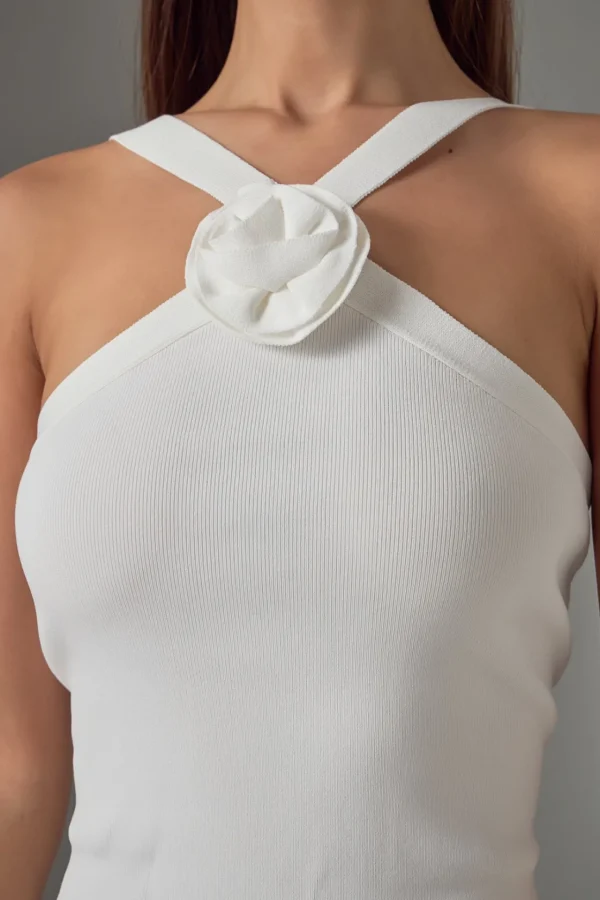 ENDLESS ROSE Tops*- Rosette Knit Mini Dress WHITE