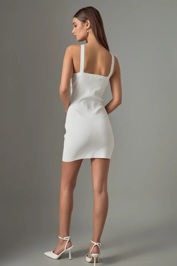 ENDLESS ROSE Tops*- Rosette Knit Mini Dress WHITE