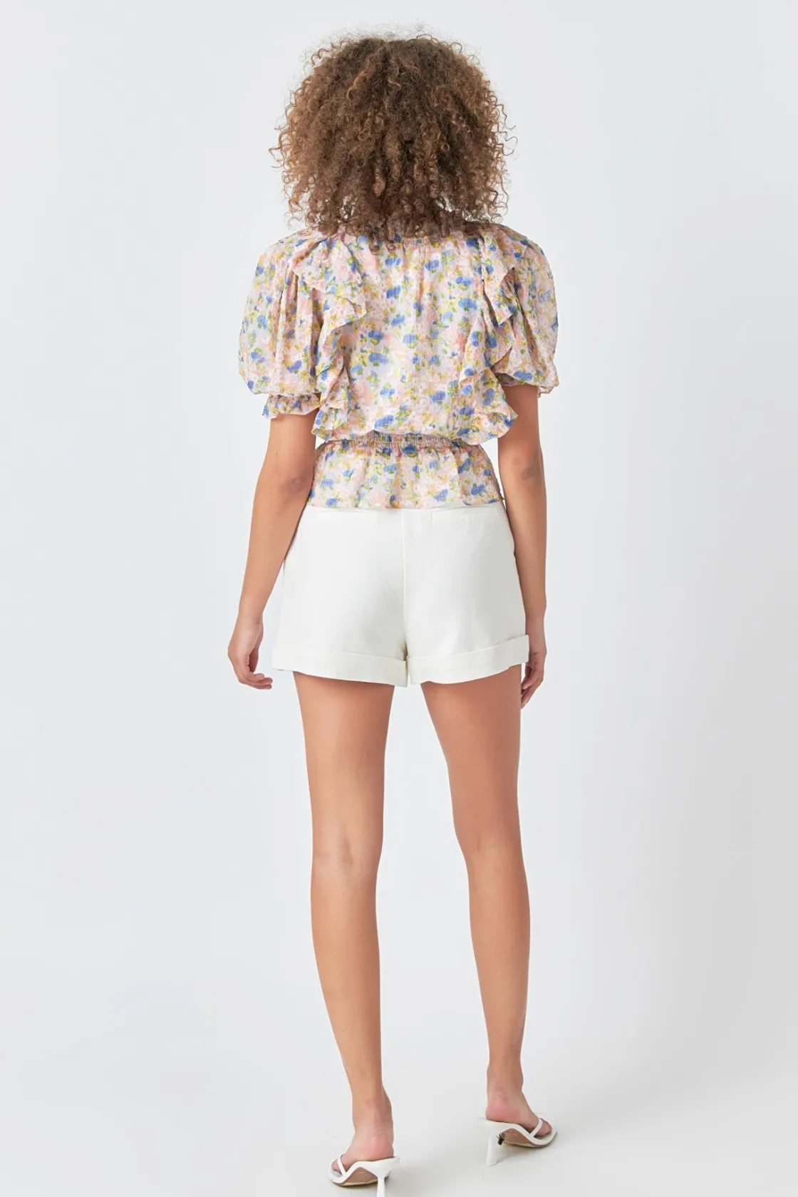 endless_rose__ruffle_bodi_2.webp ENDLESS ROSE Tops*- Ruffle Bodice top with Puff Sleeves PINKMULTI