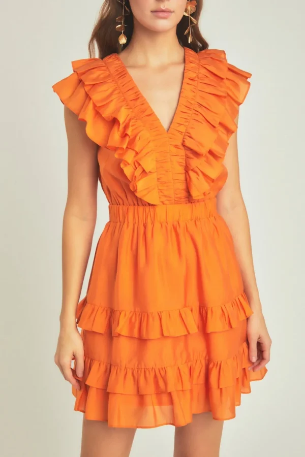 ENDLESS ROSE Tops*- Ruffle Detail Mini Dress