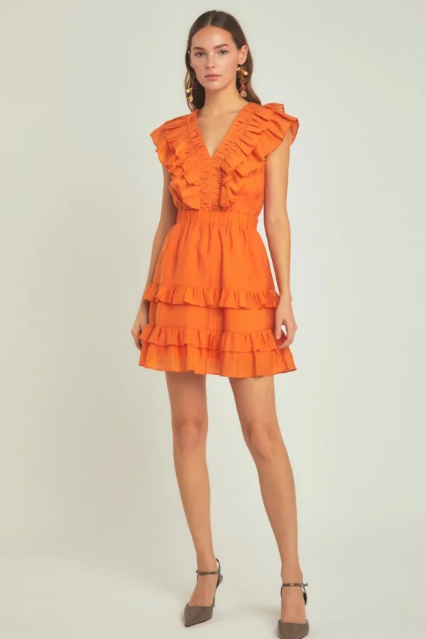 ENDLESS ROSE Tops*- Ruffle Detail Mini Dress