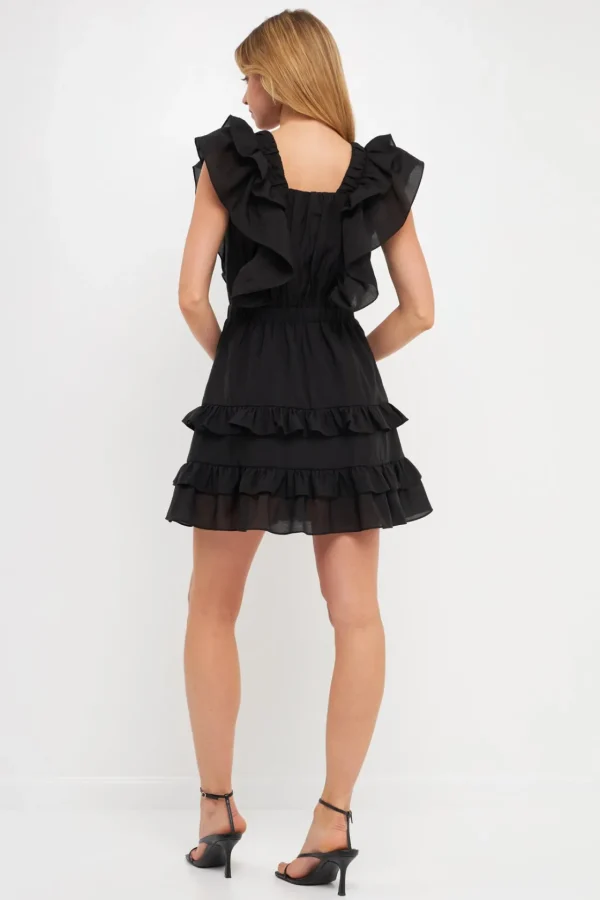 ENDLESS ROSE Tops*- Ruffle Detail Mini Dress