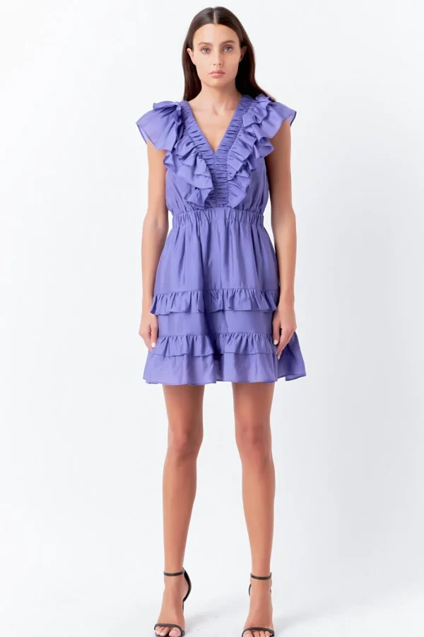 ENDLESS ROSE Tops*- Ruffle Detail Mini Dress