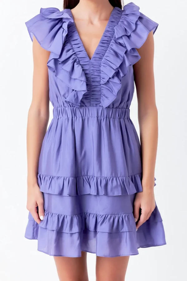 ENDLESS ROSE Tops*- Ruffle Detail Mini Dress