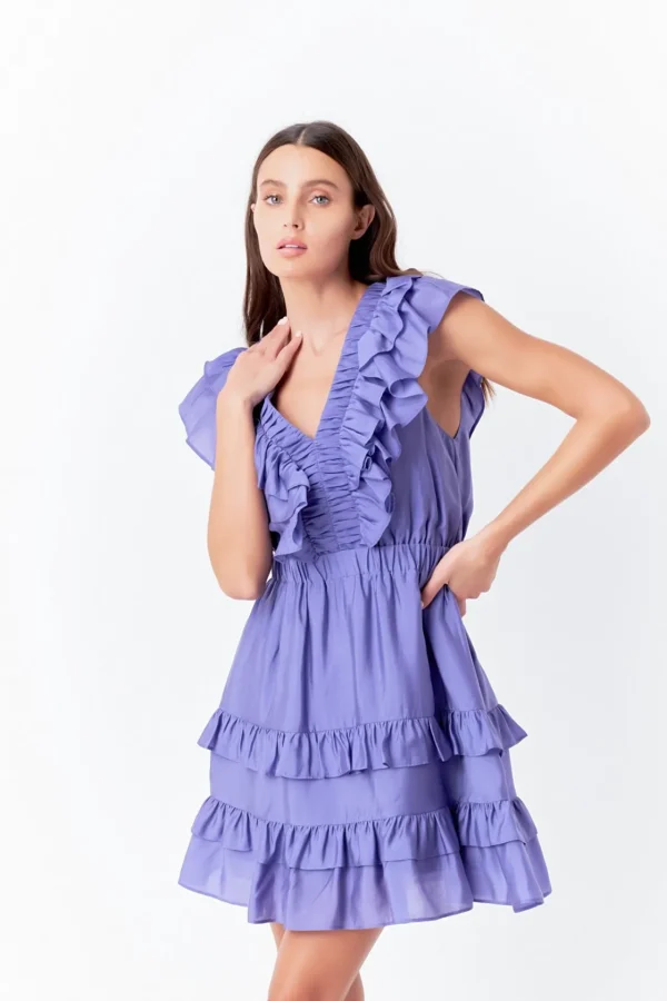 ENDLESS ROSE Tops*- Ruffle Detail Mini Dress
