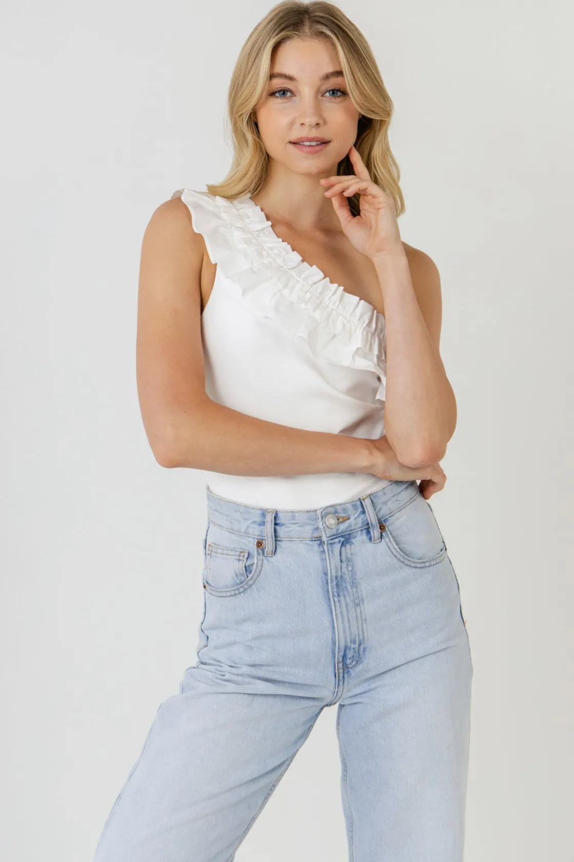 endless_rose__ruffled_asy_15.webp ENDLESS ROSE Tops*- Ruffled Asymmetrical Bodysuit