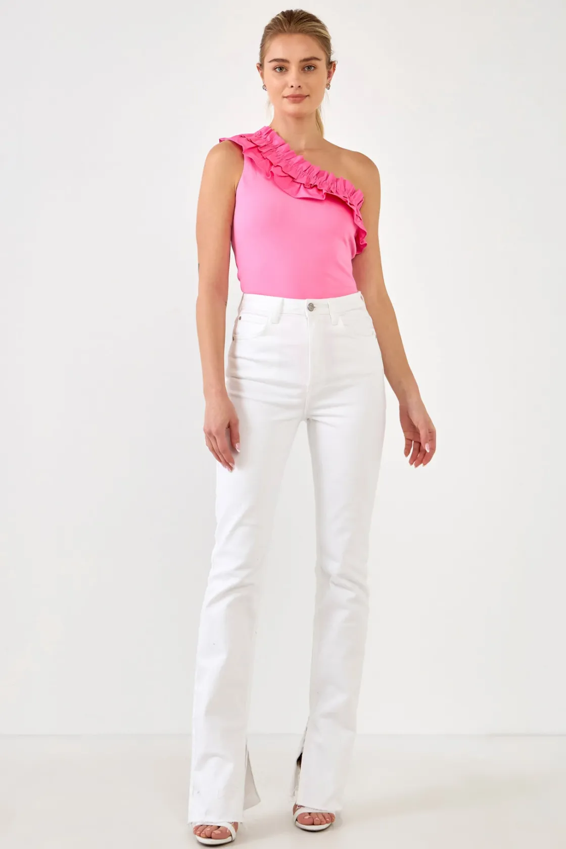 endless_rose__ruffled_asy_19.webp ENDLESS ROSE Tops*- Ruffled Asymmetrical Bodysuit