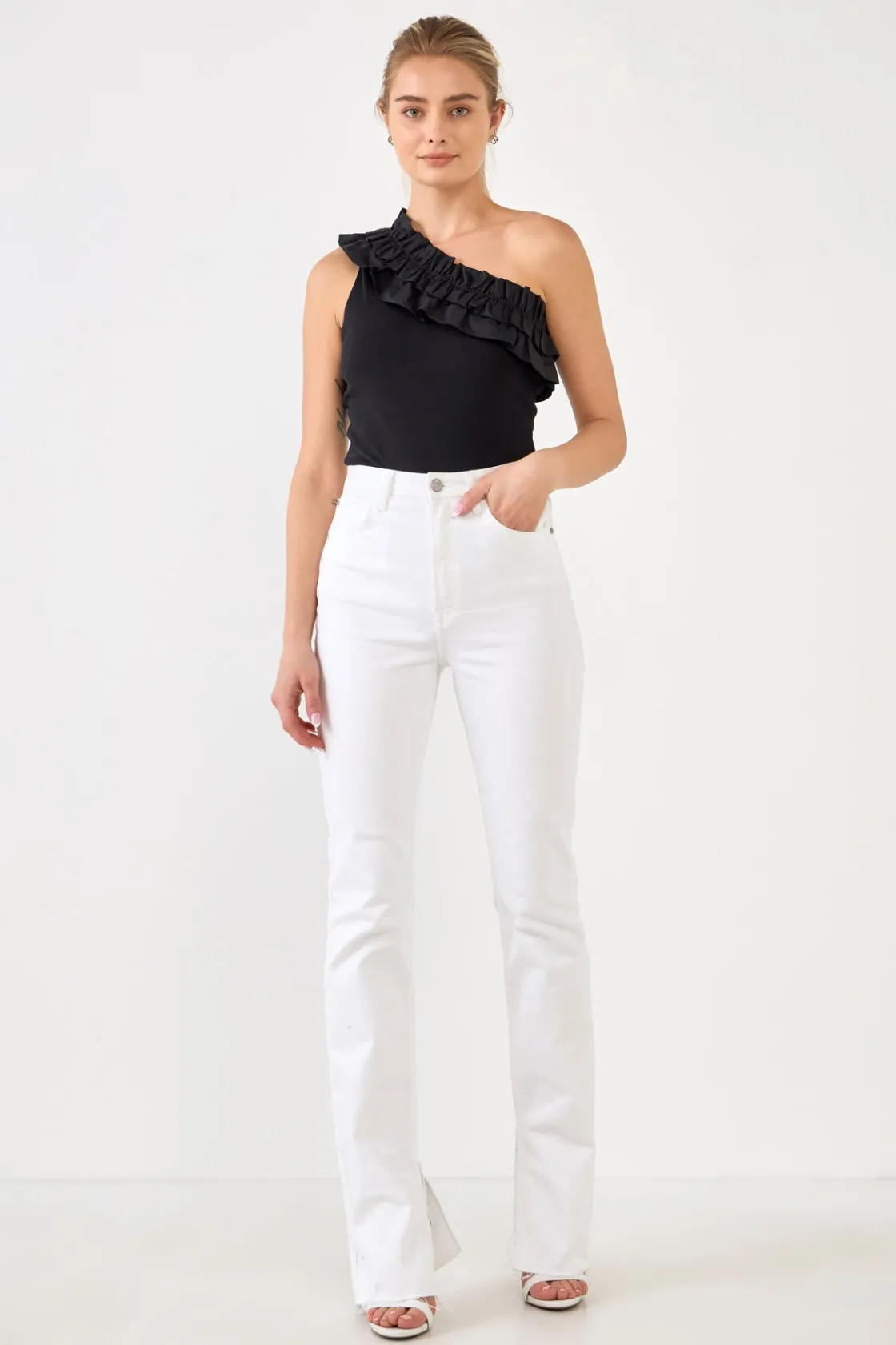endless_rose__ruffled_asy_3.webp ENDLESS ROSE Tops*- Ruffled Asymmetrical Bodysuit