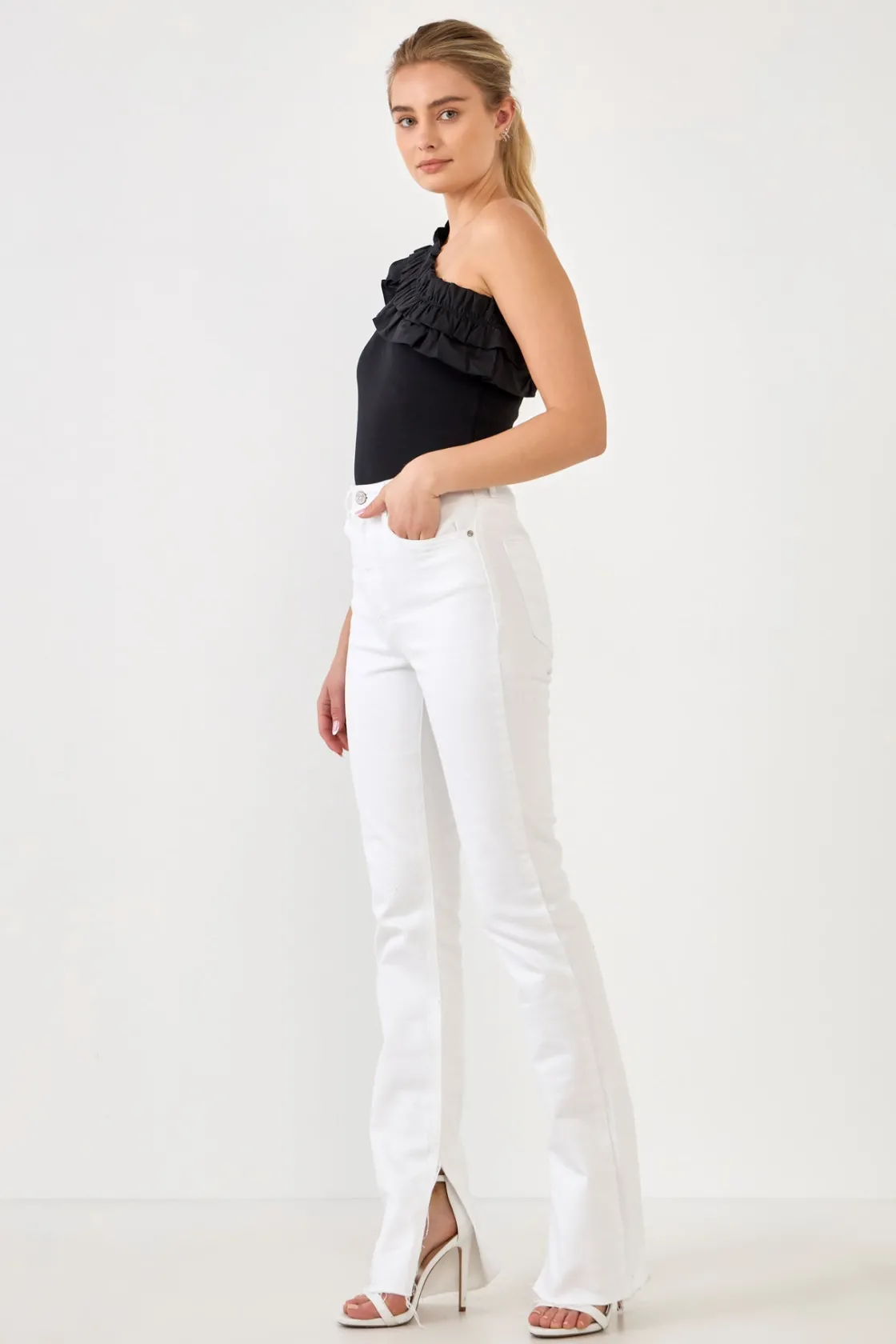endless_rose__ruffled_asy_5.webp ENDLESS ROSE Tops*- Ruffled Asymmetrical Bodysuit
