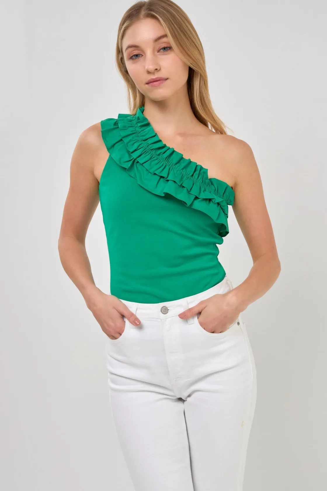 endless_rose__ruffled_asy_8.webp ENDLESS ROSE Tops*- Ruffled Asymmetrical Bodysuit