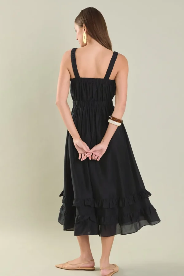 ENDLESS ROSE Tops*- Ruffled Maxi Dress BLACK