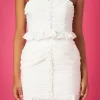 ENDLESS ROSE Tops*- Ruffled Ruched Cropped Top WHITE