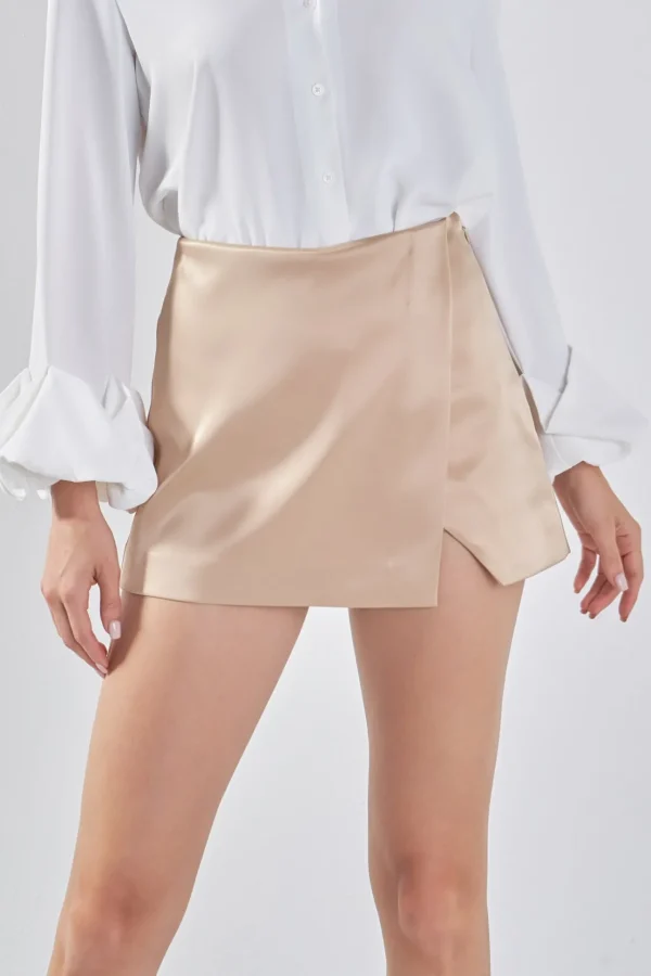 ENDLESS ROSE Tops*- Satin Asymmetric Skort