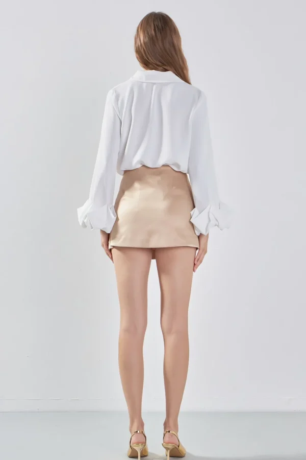 ENDLESS ROSE Tops*- Satin Asymmetric Skort