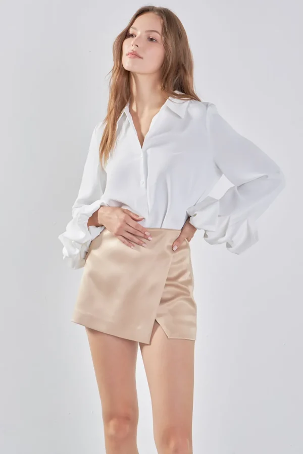 ENDLESS ROSE Tops*- Satin Asymmetric Skort
