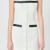 ENDLESS ROSE Tops*- Satin Bow Tweed Shirt Dress IVORY