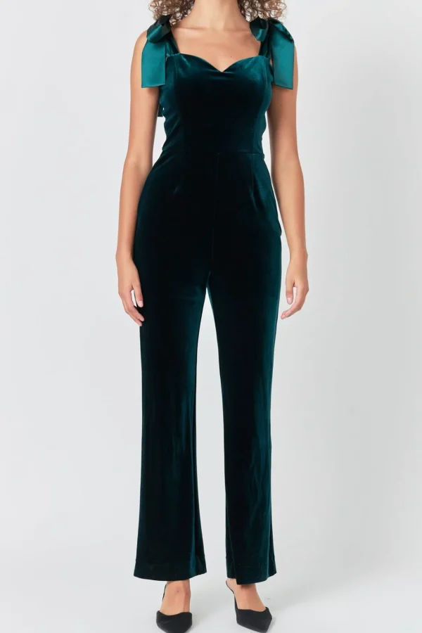 ENDLESS ROSE Tops | One Pieces*- Satin Velvet Sweetheart Jumpsuit
