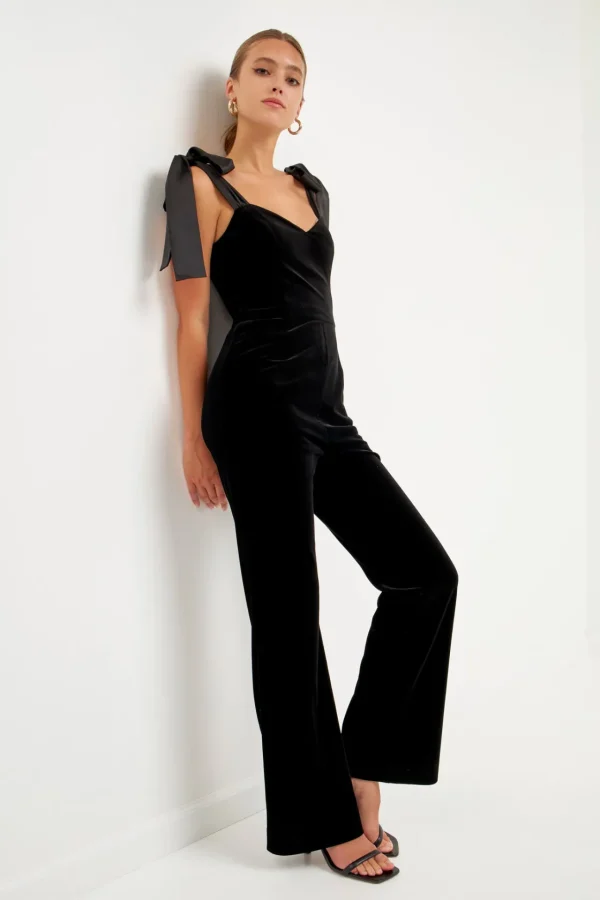 ENDLESS ROSE Tops | One Pieces*- Satin Velvet Sweetheart Jumpsuit