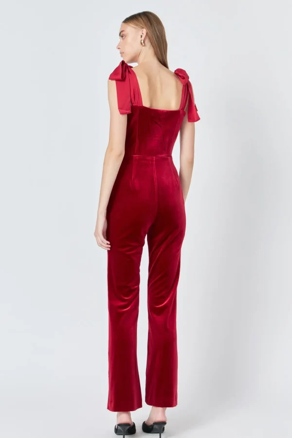 ENDLESS ROSE Tops | One Pieces*- Satin Velvet Sweetheart Jumpsuit